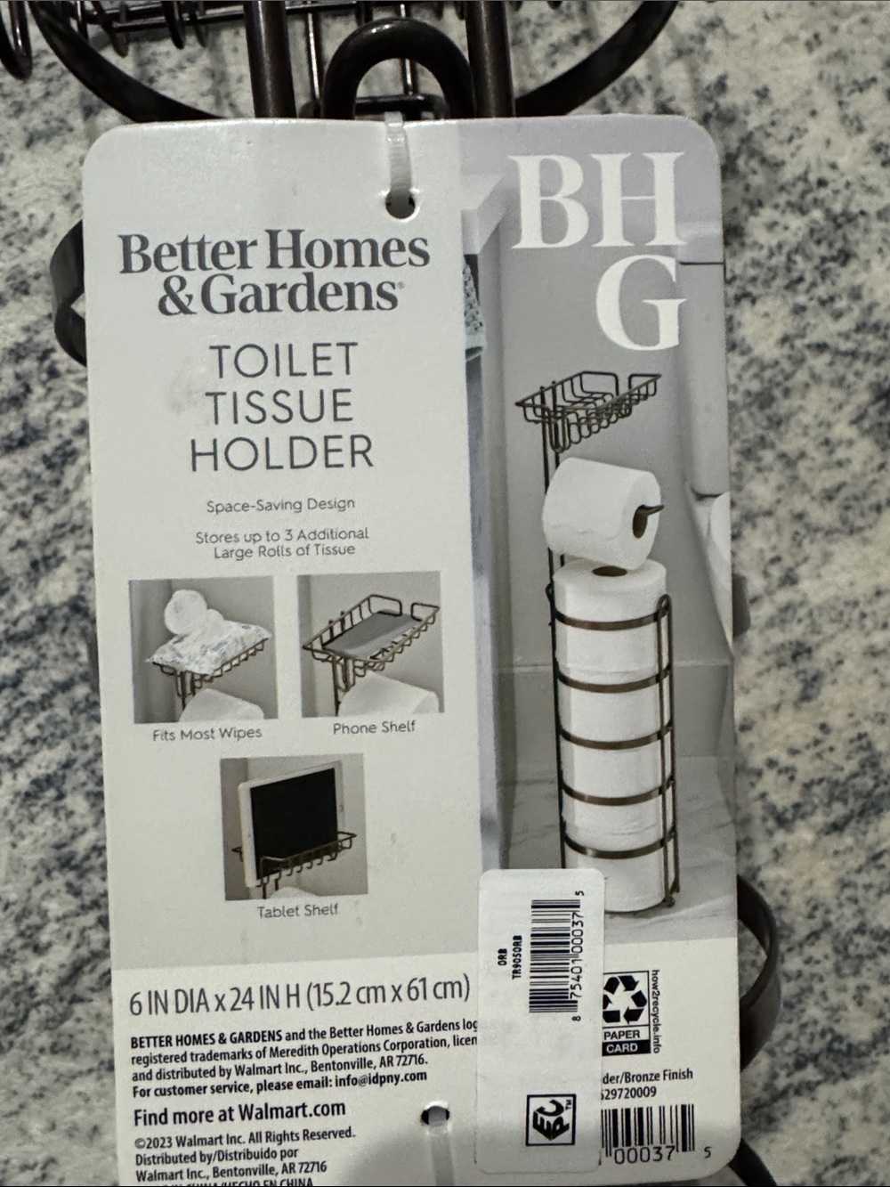 Better Homes And Gardens Black Vertical Toilet Tissue Storage Stand